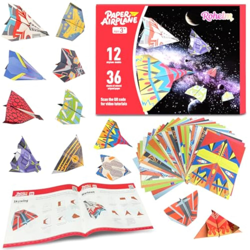 Origami Kit for Kids Ages 5-12, 12 Designs & 36 Colorful Folding Paper Sheets