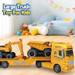 3 4 5 6 Toddler Boy Toys, 25" Construction Carrier Toy With Excavator And Dump Truck,3 In 1 Truck, Christmas Birthday Gifts For Kids 3 4 5 6 Years Old