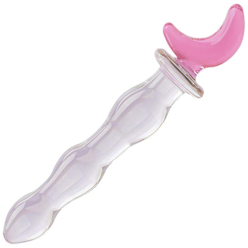 Crystal Glass Pleasure Wand Dildo Penis - Store - Half-Moon, Pink