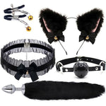 5Pcs Set Bundle Erotic Fox Tail Anal Plug Men And Women Equipment Sex Supplies Sm Metal Erotic Set