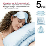 5Pcs Silky Sleep Mask Eye Masks Breathable Soft Satin Pillowcases Set for Sleeping Similar to Silk Pillowcase Travel Gift