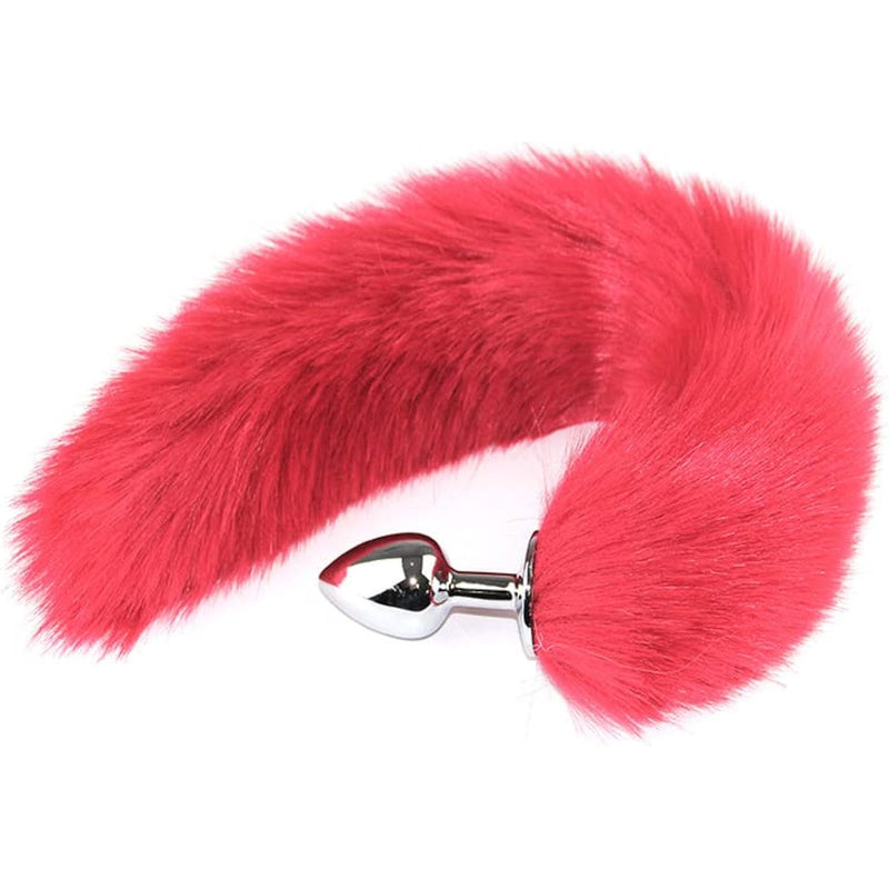 Multi-Function Fox Tail Fur Anal Butt Plug Sex Toys For Sm & Cospaly Role Play Stainless Steel Plug Red