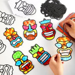 36 Set Tiki Suncatcher Craft Kit, Tropical Hawaii Window Art & Summer Luau Decorations