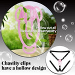 Sissy Chastity Clip With Adjustable Elastic Band 3D Printed Nylon Chastity Cage For Men Small Cock Cage Sm Slave Bondage Sex Toys For Mens (Pink+Belt)