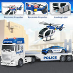 Toddler Boy Toys, 25" Large Police Truck Toy With Racing Car And Helicopter,3 In 1 Police Car Boy Toy, Christmas Birthday Gifts For Kids 3 4 5 6 Years Old