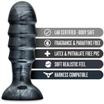 Jet Bruiser - 7 1/2 Inch Oversized 2.25" Thick Ridged Probe Tapered Ribbed Suction Cup Anal Butt Plug Sex Toy For Partner Play - Adult Toys For Couples - Carbon Metallic Black
