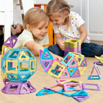 Pastel Magnetic Tiles Set - 40-Piece Stem Building Blocks For Kids Ages 3-8, Creative & Educational Toy Gift For Girls - Starter Set