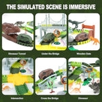 Dinosaur Race Track Toys For Kids - Birthday Gifts For Boys Ages 3 4 5 6 7, 280+ Pcs Flexible Car Track Set With 2 Vehicles, Build Your Own Dino Adventure
