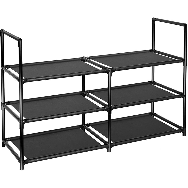 3 Tier Metal Construction Shoe Rack, Sturdy Shelf Organizer For Entryway, Bedroo