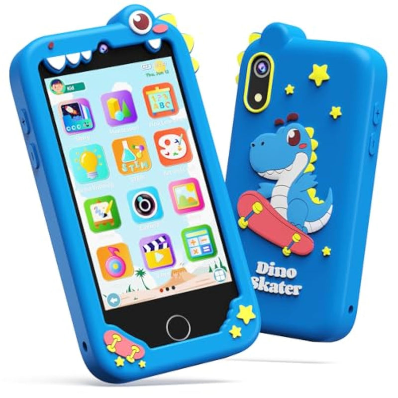4 Inch Kids Smart Phone, Touchscreen Hd Dual Camera Cell Phone For Children, Christmas Birthday Gifts Dinosaur Learning Toys For Boys 3-10, First Preschool Education Phone Toy With 200+ Games