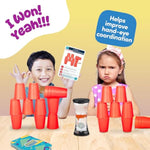 Stacking Cups Game For Kids - Set Includes 24 Cups, 18 Fun Challenging Cards, And Water Timer - Family Games For Kids And Adults, Indoor Recess Game For Classroom, Gifts For Boys And Girls