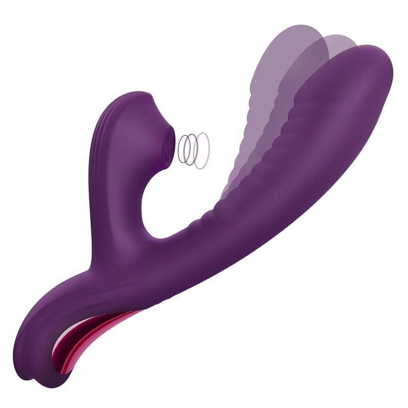 Come-Hither Rabbit Sucking Vibrator For Clitoral G Spot Stimulation, Adult Sex Toys For Women Couple, Vibrating Finger Massager With 3 Suction And 10 Vibration & Come-Hither Modes (Beta)