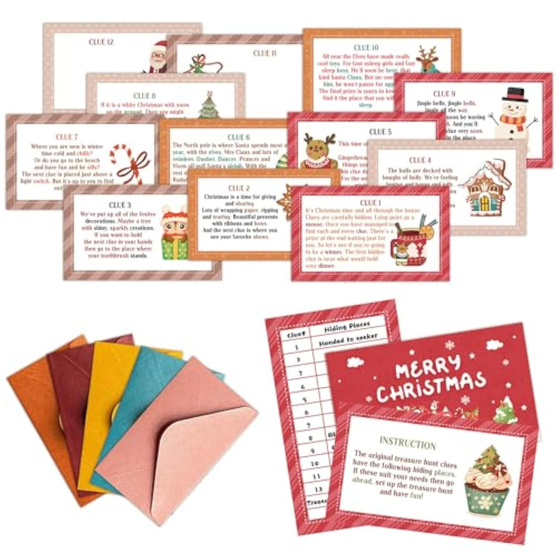 Christmas Scavenger Hunt Game, Xmas Games For Family Treasure Riddle Hunt Cards Game Activities, Winter Christmas Eve New Year Holiday Indoor Outdoor Party Games Supplies, Xmas Gifts For Adults, 03