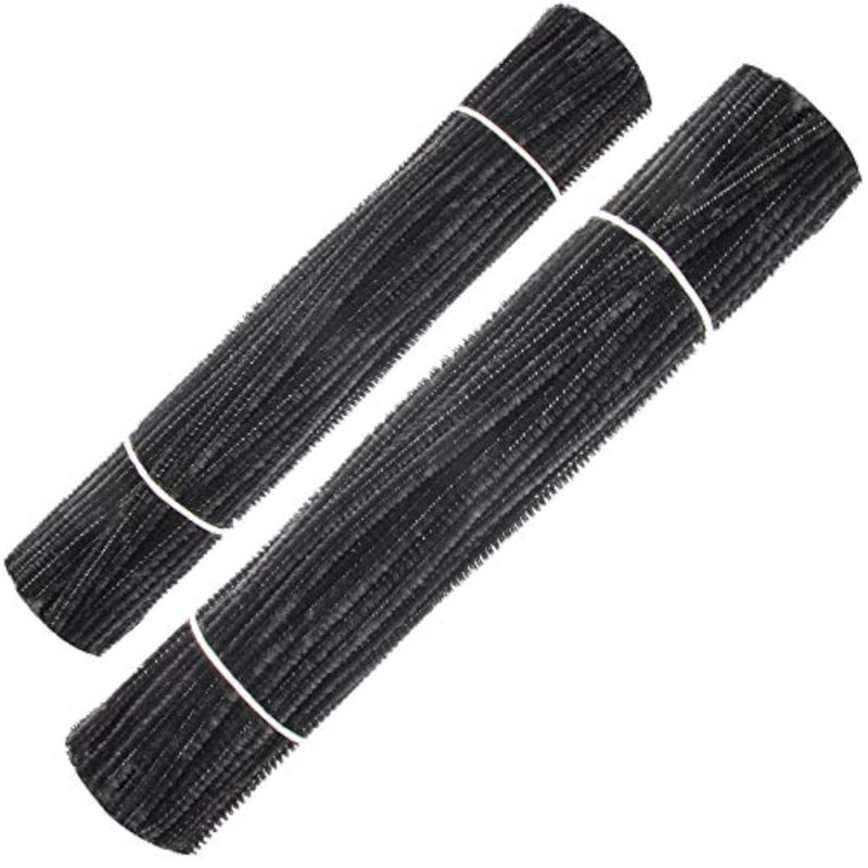 200 Pieces Black Chenille Stems for DIY Art and Craft Decorations (6mm x 12 Inch)