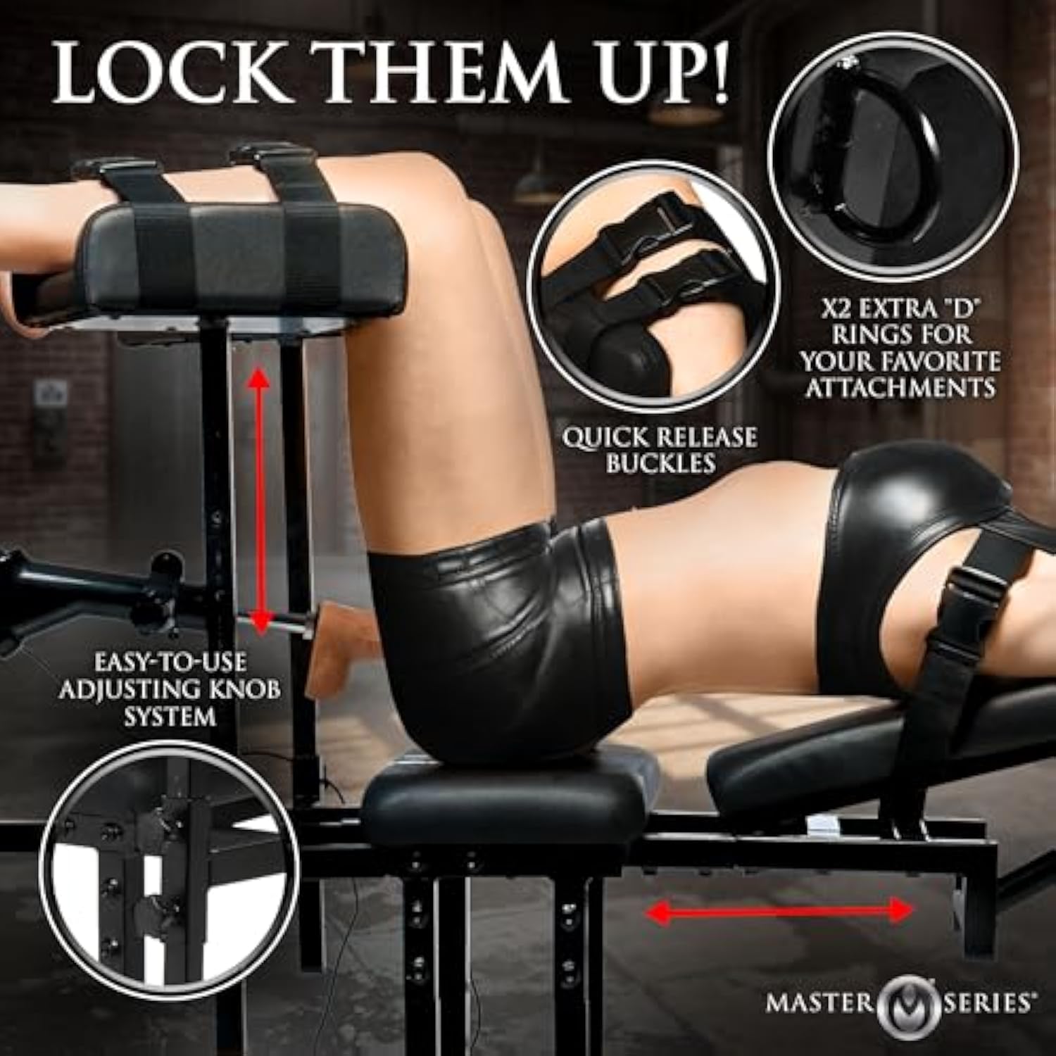 Ultimate Fully Adjustable Obedience Chair With Sex Machine  Thrusting Dildo  For Men, Women & Couples | Durable Frame, D-Rings & Quick Release Straps |  4-Piece Bondage Set  Black  BlessMyBucket