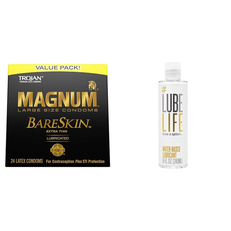 Magnum Bareskin Large 24 Count Condoms And Lube Life 8 Fl Oz Personal Lubricant