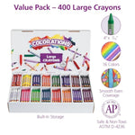 400 Count Jumbo Crayons, 16 Colors, Non-Toxic Bulk Classroom Art Supplies