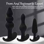 Anal Beads Plugs Kit 3 Pack, Silicone Butt Plug Training Set From Beginner To Advanced Player For Comfortable Long-Term Wear, Anal Sex Toys For Men Women, Prostate Massage Anus Ball Dilator For Couple