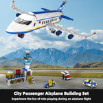 City Passenger Airplane Building Set, 886 Pcs Stem 6 In 1 Airport Passenger Plane Building Block Toy With Terminal, Shuttle Bus,Luggage Cart,Christmas Birthday Gifts For Boys Girls Ages 6-12+