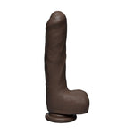 The D - Uncut D - 9 Inch With Balls - Firmskyn - 8.75" Long And 1.75" Wide - Suction Cup Base - O-Ring Harness Compatible Dildo - For Adults Only, Chocolate