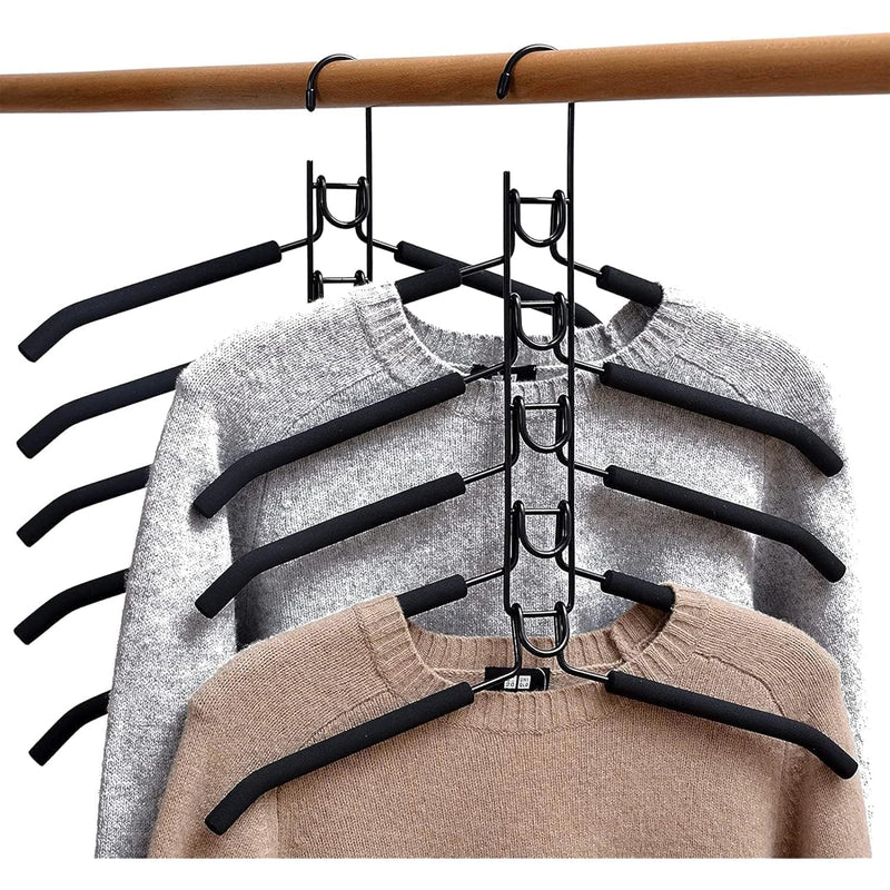 2 Pack Znben Non Slip Shirt Hangers With Padded Foam Stainless Steel 5 In 1 Clos