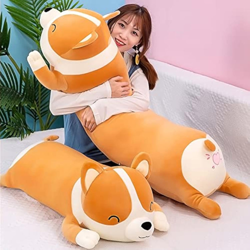 Shiba Inu Plush Pillow Stuffed Animal Dog Cute Corgi Akita Soft Plush Toy Comfort Cushion Gifts For Girls Boys (Sleeping, 60Cm / 23.6 '')