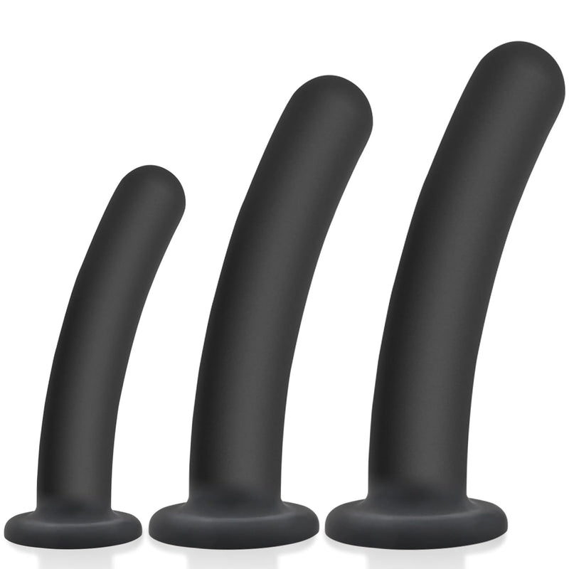 Anal Plug Trainer Kit, 3 Sizes Butt Plugs Training Silicone Dildo With Strong Suction Cup Anal Toys Prostate Vaginal G-Spot Sex Toys For Men And Women (Black)