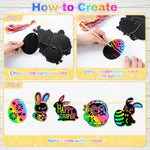 48 Pcs Easter Scratch Art Cards, Magic Rainbow Craft Set for Kids & Party Favors