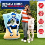 Inflatable Baseball Pitching Target For Kids, Double-Sided Outdoor & Indoor Baseball Training Toss Game, Includes 4 Balls, Air Pump, & Patch Kit
