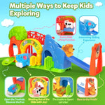 Toys For Toddler 1, 2, 3 Year Old Boy And Girl, Zoo Animal Slide Playset With 4 Animal Cars, Open-Ended Interactive Toy For Cultivate Imagination, Gifts For 12-18+ Months Kids