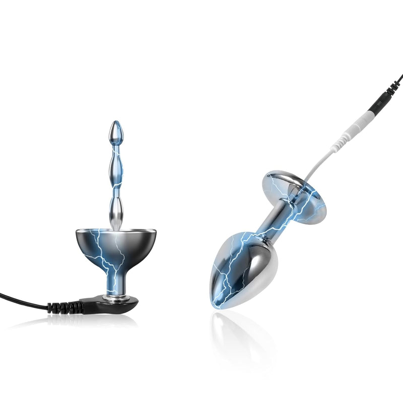 Electroshock Anal Plugs For Anus Expansion Prostate Massager For Men Stainless Steel Urethral Sounding Rods With Electric Stimulation (B)