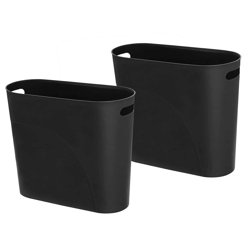 Small Trash Can Plastic Bathroom Wastebasket 3.2 Gallon Slim Garbage Container B