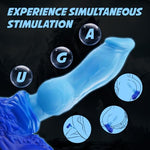 GRAEMEN 10.8 Inch Fantasy Wolf Dildo, Medium Firm Platinum Silicone Monster Toy with Knot Shaft, Textured Veins & Strong Suction Cup for G Spot, Prostate & Anal Play - Blue