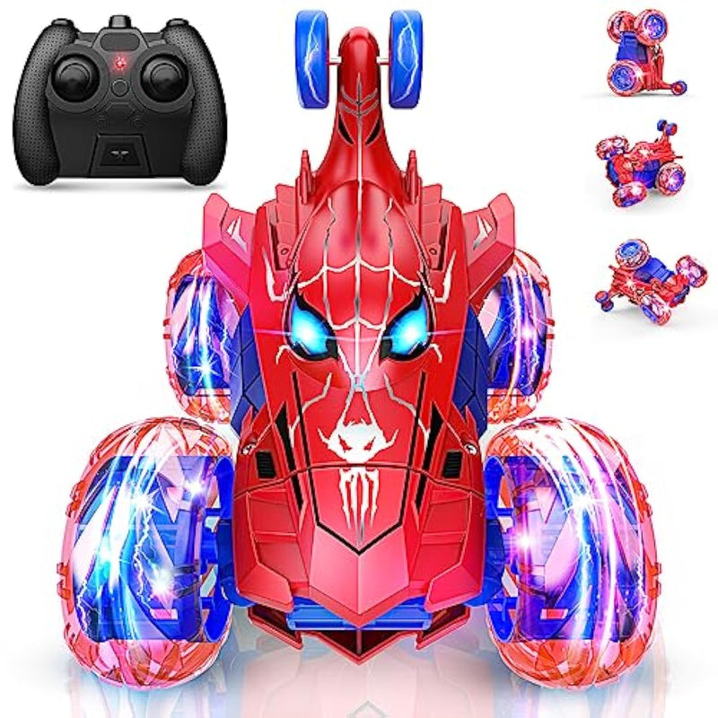 Spider Remote Control Car Rc Cars Toys,Cool Rechargeable Stunt Rc Car With 360 Flips 4Wd Wheel With Bright Light,Fun Outdoor Toys Gifts For Kids Birthday Or Chritmas Age 4 5 6 7 8 9 10 11 12 Years Old