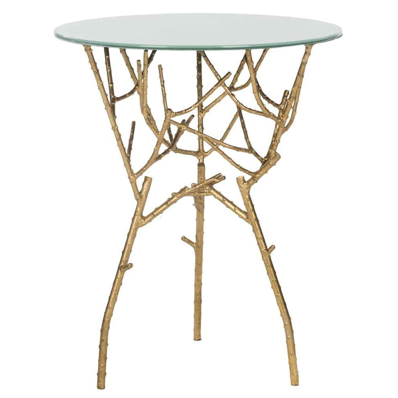 Fox2520A-Parent Home Collection Tara Branched Glass Top Accent Table, 5' Round