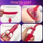 Pussy Pump Sex Toys, Clitoral Pumps Enhance Sensation, Increase Female Sexual Pleasure, Adult Game Nipple Clitoral Stimulator, Vacuum Vaginal Pump 5 Suction Cups, Promote Couple Pleasure (Red)