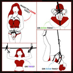 Super Soft Cotton-Rope Shibari Bondage / Restraint Kit, Bdsm Beginner Set, Adult Sex Toys For Women Men And Couples(Black+Red)