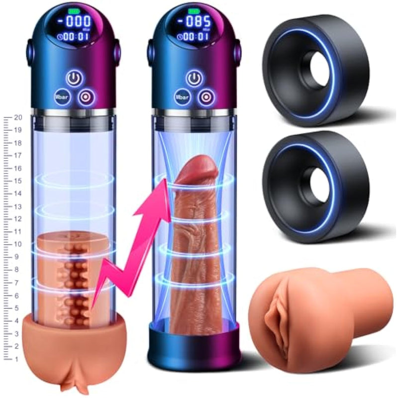 Penis Pump Male Sex Toy - Male Masturbator With Realistic Pocket Pussy, Led Display Dick Vacuum Pump With 4 Suction Modes For Ed Penis Trainer, Adult Sex Toys Blowjob Glans Stimulator