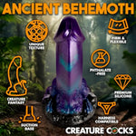 Dino-Dick Dinosaur Silicone Dildo For Men, Women, & Couples. Fantasy Dildo With Strong Suction Cup Base. Harness Compatible, Stimulating Textures, 1 Piece, Large Blue & Purple.