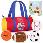 My 1St Sports Bag Plush Toy Playset With Soft Stuffed Balls, Basketball Baseball Football Soccer Ball Plush, Sensory Baby Toys For Toddlers Boys Girls (Sports Bag)