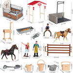 Horse Stable Figurines Playset, 31 Pieces Horse Club With Horse Wash Area And Fence Figures, Barn Horse Toys Gift For Girls And Boys 3 4 5 6 7 8