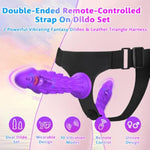 Strap-On Vibration Dildo Harness With 2 Fantasy Silicone Dildos, 10 Vibrating Modes, Adjustable Double-Ended Strap-On Adult Sex Toy For Beginner Women, Couples & Lesbian G-Spot And Anal Pegging Play