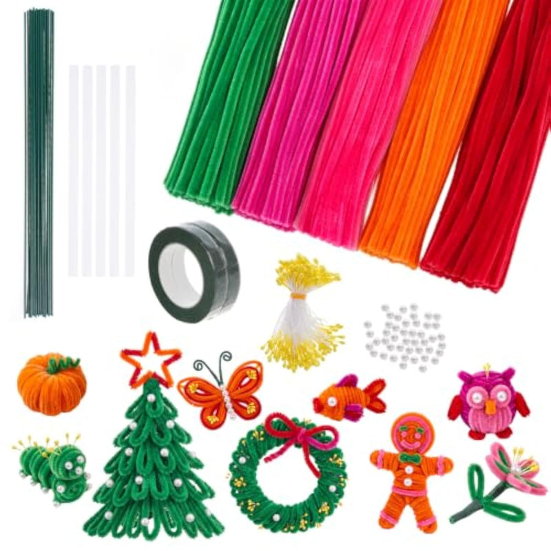 657 Pcs Pipe Cleaner Flower Kit, DIY Handmade Floral Craft Supplies