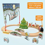Wooden Christmas Train Set Battery Operated Motorized Engine With Light Santa Sleigh Reindeer Gingerbread Elf Christmas Tree Holiday Toy Wooden Train Set Gift For Grandkids Toddlers Boys Girls Kids