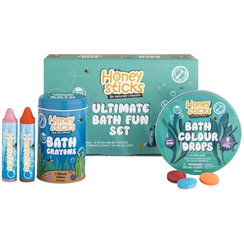 Ultimate Bath Fun Set - Non Toxic Bath Crayons (7 Pack) And Bath Color Tablets (36 Drops) For Hours Of Creative Bathtub Fun - Natural And Food Grade Ingredients - Great Gift Set For Kids