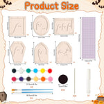 Halloween Wood Ghost Craft DIY Magnet Frames Ornaments for Kids, 24 Pieces