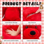 Red Bear 70'' Large Stuffed Animal Plush Cute Huge 6 Feet Tall Light Brown Stuffed Bear Valentines Day Gift For Girlfriend Wife Lover Birthday Present