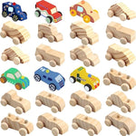 24 Pack Unfinished Wooden Cars to Paint, 12 Styles for Kids DIY Crafts
