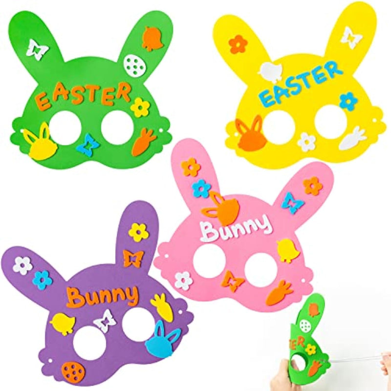 16 Pack Easter Bunny Mask Craft Kit for Kids, DIY Foam Rabbit Masks with Stickers