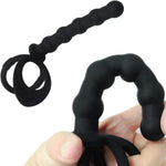 The Best Male Gift Idea - Anal Bead Plug & Dual Erection Rings Set - Sex Toys For Couples - Butt Plug Set - Penis And Cock Rings - Anal Sex Toy Accessories For Adults